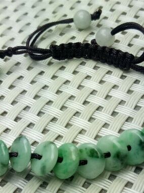 Certified Green Natural A Jade Jadeite Hand-Knitting Circle Beads Bracelet